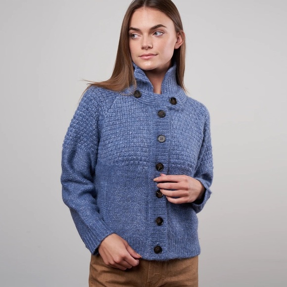 The GREAT - Shrunken Hearth Cardigan - Salt Water Blue - Picture 1 of 15